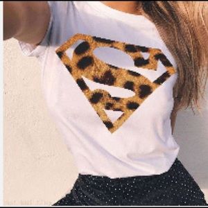 T-shirt White Tee Cool Leopard Womens Shirt Sz L